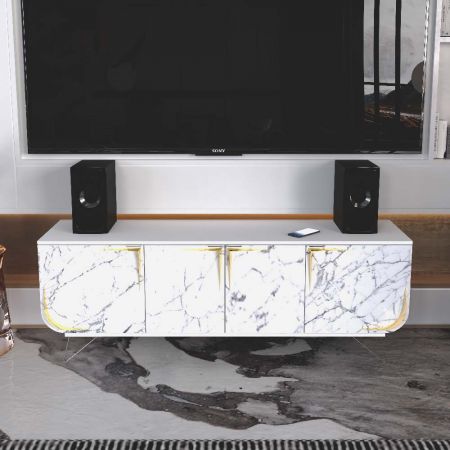 Pannello porta Porta TV bianco decorativo indipendente in metallo - Pannello porta Porta TV bianco decorativo indipendente in metallo
